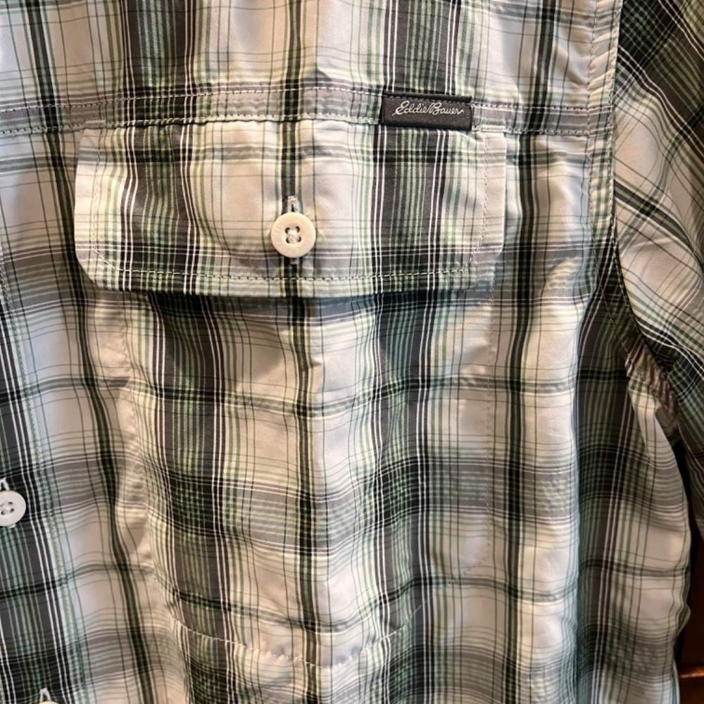 Eddie Bauer Plaid TRAVEX Short Sleeve Button Front Shirt Mens Size TXL - Picture 3 of 7